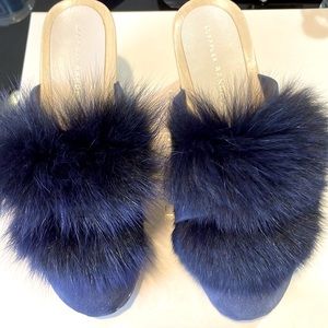 Loeffler Randall clog with fox fur size 8